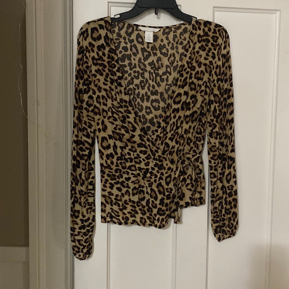 H&M size 8 . Cheetah print wrap blouse . Soft
